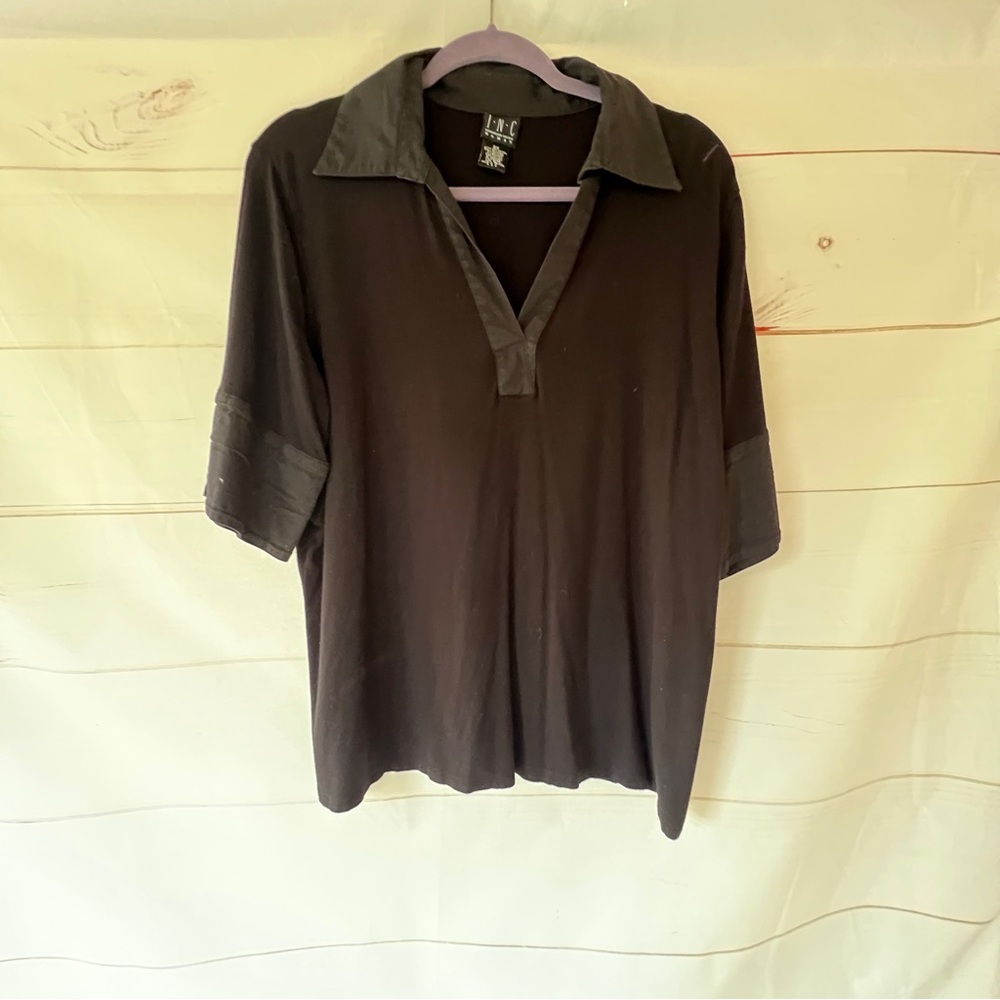 INC Black Polo v-neck short sleeve size 2X